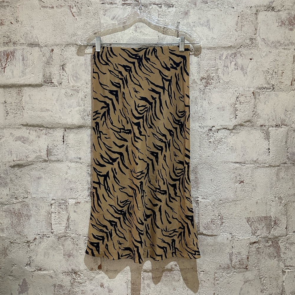 Madewell Silk Midi Slip Skirt in Tiger Stripe